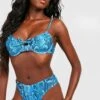 Gerafftes Bügel-Bikinioberteil Mit Blauem Schlagenprint -Stil Formen Verkäufe gzz56176 blue xl