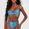 O-Ring Bikinihose Mit Hohem Bund Und Blauem Schlagenprint -Stil Formen Verkäufe gzz56178 blue xl