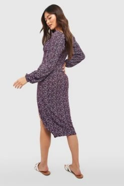 Milkmaid Midikleid Mit Geraffter Brust -Stil Formen Verkäufe gzz56437 maroon xl 1