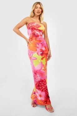 Bandeau-Maxikleid Mit Obst-Print