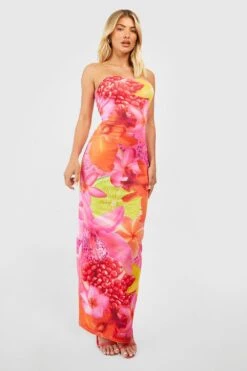 Bandeau-Maxikleid Mit Obst-Print -Stil Formen Verkäufe gzz56443 hot20pink xl 2
