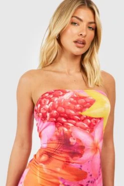 Bandeau-Maxikleid Mit Obst-Print -Stil Formen Verkäufe gzz56443 hot20pink xl 3