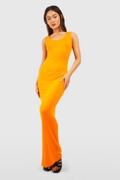Basic Rundhals-Maxikleid -Stil Formen Verkäufe gzz57043 orange xl 2