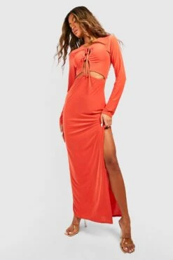 Maxikleid Mit Schnür-Detail -Stil Formen Verkäufe gzz57047 orange xl 2