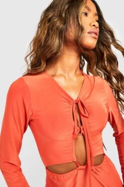 Maxikleid Mit Schnür-Detail -Stil Formen Verkäufe gzz57047 orange xl 3