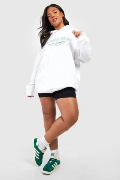 Plus Hoodie Mit Beverly Hills Print -Stil Formen Verkäufe gzz57581 white xl 2