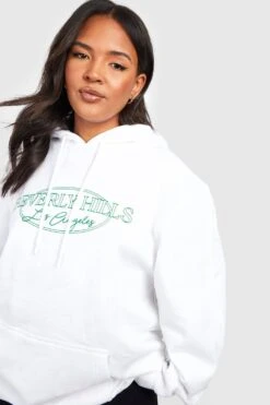 Plus Hoodie Mit Beverly Hills Print -Stil Formen Verkäufe gzz57581 white xl 3