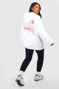 Plus Oversize Hoodie Mit Brooklyn-Print -Stil Formen Verkäufe gzz57585 white xl 2
