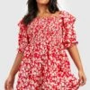 Plus Florales Smok-Kleid -Stil Formen Verkäufe gzz57661 red xl