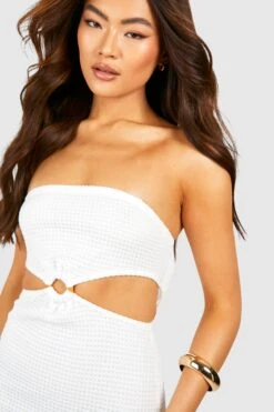 Strukturiertes Cut-Out Bandeau-Midikleid Mit O-Ring 9 Strukturiertes Cut-Out Bandeau-Midikleid Mit O-Ring -Stil Formen Verkäufe gzz58008 cream xl 3