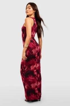 Racer Mesh-Maxikleid Mit Abstraktem Print -Stil Formen Verkäufe gzz58192 red xl 1