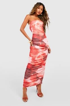 Mesh Bandeau-Maxikleid Mit Abstraktem Blumenprint -Stil Formen Verkäufe gzz58194 red xl 2