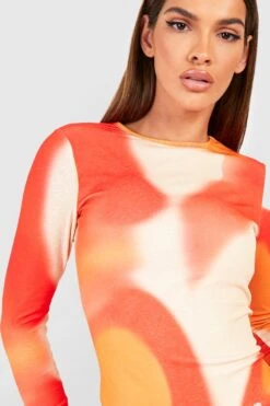 Langärmliges Minikleid Mit Abstraktem Print -Stil Formen Verkäufe gzz58457 orange xl 3