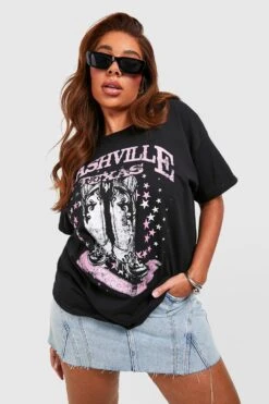 Plus Oversize T-Shirt Mit Cowboy Sternen Print
