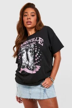 Plus Oversize T-Shirt Mit Cowboy Sternen Print -Stil Formen Verkäufe gzz58662 black xl 2