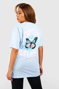 Plus T-Shirt Mit Dsgn Studio Schmetterlings Print -Stil Formen Verkäufe gzz58666 light20blue xl 2
