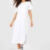 Kurzärmliges Basic-Midikleid -Stil Formen Verkäufe gzz59199 white xl