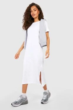 Kurzärmliges Basic-Midikleid -Stil Formen Verkäufe gzz59199 white xl 2