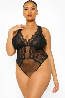 Plus Mesh-Body Mit Spitze -Stil Formen Verkäufe nzz00005 black xl 3