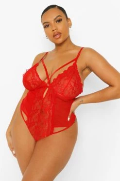 Plus überkreuzter Body Mit Spitzen-Cups -Stil Formen Verkäufe pzz00520 red xl 2