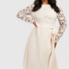 Plus Midikleid Mit Kontrast-Spitze -Stil Formen Verkäufe pzz01453 cream xl