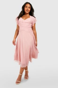 Plus Chiffon-Skaterkleid Mit Weiten Ärmeln 8 Plus Chiffon-Skaterkleid Mit Weiten Ärmeln -Stil Formen Verkäufe pzz01460 blush xl 2