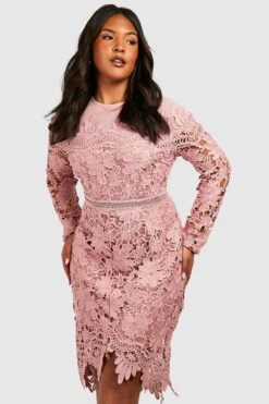 Plus Anlass Verziertes Florales Midikleid -Stil Formen Verkäufe pzz01462 blush xl 2