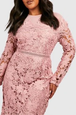 Plus Anlass Verziertes Florales Midikleid -Stil Formen Verkäufe pzz01462 blush xl 3