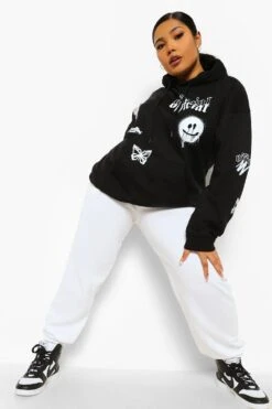 Plus Oversize Hoodie Mit Grafitti-Print -Stil Formen Verkäufe pzz01731 black xl 2