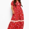 Plus Schulterfreies Boho-Maxikleid 2 Plus Schulterfreies Boho-Maxikleid -Stil Formen Verkäufe pzz01747 red xl