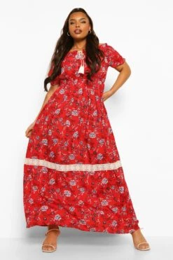 Plus Schulterfreies Boho-Maxikleid -Stil Formen Verkäufe pzz01747 red xl 2