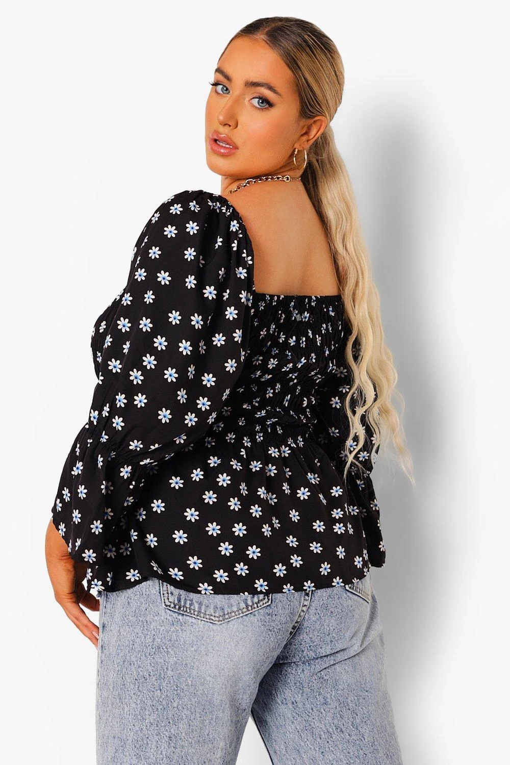 Plus Geraffte Bluse Mit Rüschensaum 4 Plus Geraffte Bluse Mit Rüschensaum – Bild 2