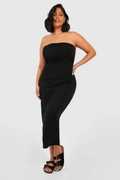 Plus Basic Bandeau-Maxikleid -Stil Formen Verkäufe pzz02632 black xl 2