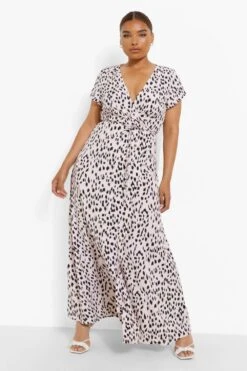 Plus Wickel-Maxikleid Mit Tierprint -Stil Formen Verkäufe pzz03174 blush xl 2