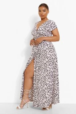 Plus Wickel-Maxikleid Mit Tierprint -Stil Formen Verkäufe pzz03174 blush xl 3