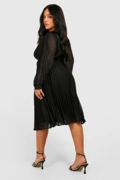 Plus Strukturiertes Chiffon-Skaterkleid -Stil Formen Verkäufe pzz08212 black xl 1