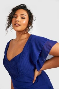 Plus Anlass Chiffon-Midikleid Mit Weiten Ärmeln -Stil Formen Verkäufe pzz08501 navy xl 3