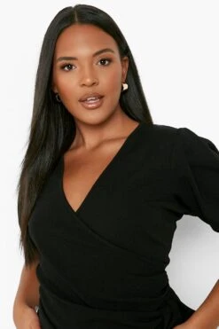 Plus Gerafftes Wickelkleid Mit Rüschen -Stil Formen Verkäufe pzz09242 black xl 3