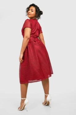 Plus Boutique Midikleid Mit Weitem Rock -Stil Formen Verkäufe pzz09611 berry xl 1