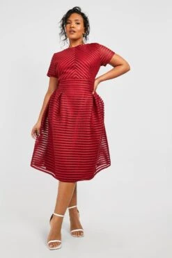 Plus Boutique Midikleid Mit Weitem Rock -Stil Formen Verkäufe pzz09611 berry xl 2