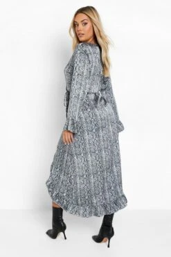 Plus Schlagenprint Wickellkeid Mit Rüschen -Stil Formen Verkäufe pzz09655 grey xl 1