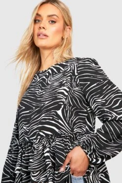 Plus Schößchentop Mit Zebraprint 9 Plus Schößchentop Mit Zebraprint -Stil Formen Verkäufe pzz10072 black xl 3