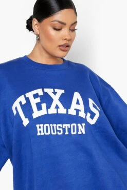 Plus Oversize Sweatshirt Mit Texas-Print 9 Plus Oversize Sweatshirt Mit Texas-Print -Stil Formen Verkäufe pzz10147 cobalt xl 3