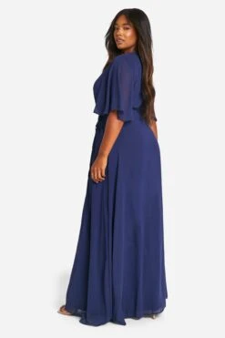 Plus Brautjungfern-Wickelkleid Mit Weiten Ärmeln -Stil Formen Verkäufe pzz10329 navy xl 1