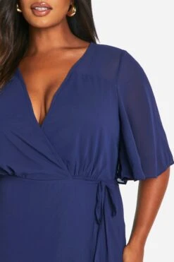 Plus Brautjungfern-Wickelkleid Mit Weiten Ärmeln -Stil Formen Verkäufe pzz10329 navy xl 3