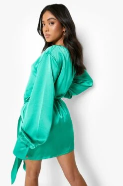 Petite Wickel-Minikleid Aus Saitn -Stil Formen Verkäufe pzz10584 green xl 1