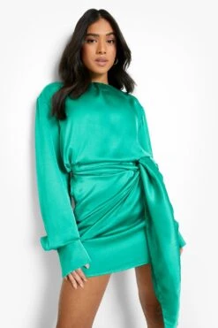 Petite Wickel-Minikleid Aus Saitn -Stil Formen Verkäufe pzz10584 green xl 2