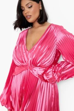 Plus Satin-Midikleid Mit Blouson-Ärmeln -Stil Formen Verkäufe pzz10832 hot20pink xl 3