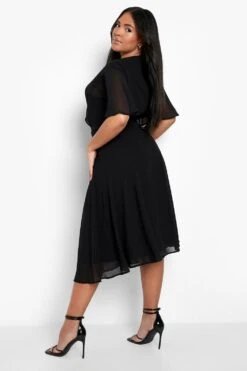 Plus Skaterkleid Mit Falten Und Weiten Ärmeln -Stil Formen Verkäufe pzz10924 black xl 1