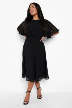Plus Skaterkleid Mit Falten Und Weiten Ärmeln -Stil Formen Verkäufe pzz10924 black xl 2